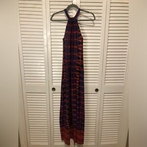 Athleta Santana Purple And Red Neck Tie Maxi Dress Size XXS